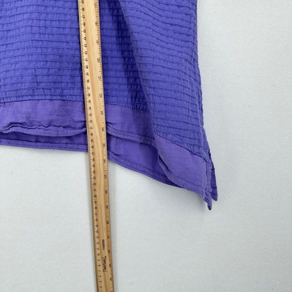 Vtg Ezze Wear Top Women 1X V-Neck Half Sleeve Boxy Tunic Asymmetric Gauzy Purple - Picture 7 of 9